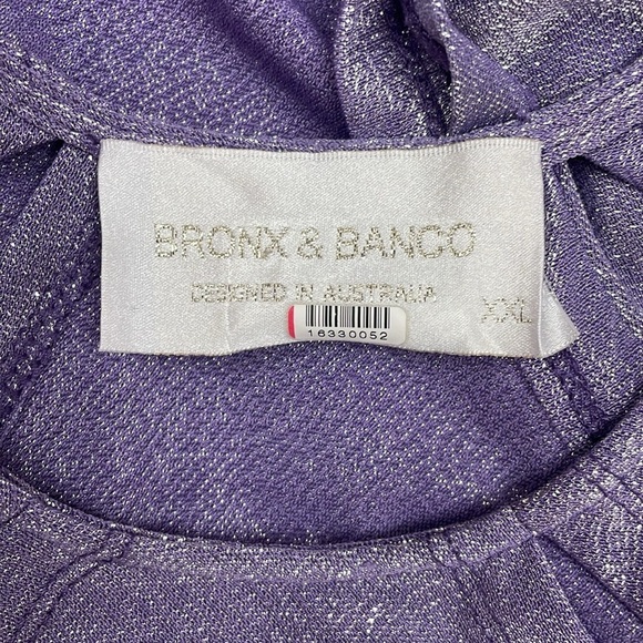 Bronx and Banco Amara Cut-Out Slit Gown Maxi Dress Formal Metallic Purple 12 - Picture 10 of 14